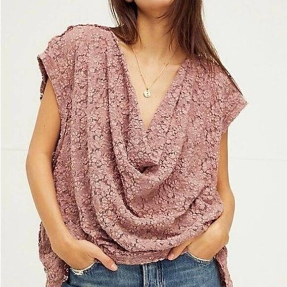 Free People Sweet Whisper Samantha Lace Top Blue Small - Picture 5 of 5